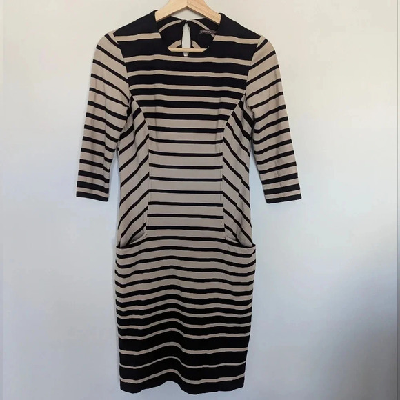 J. McLaughlin Dresses & Skirts - J. McLaughlin Striped Catalyst 3/4 Sleeve Sheath Dress Size XS Business Stretch